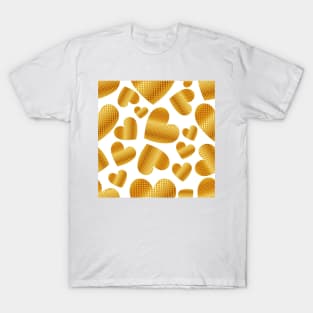 An abundance of golden hearts on white T-Shirt